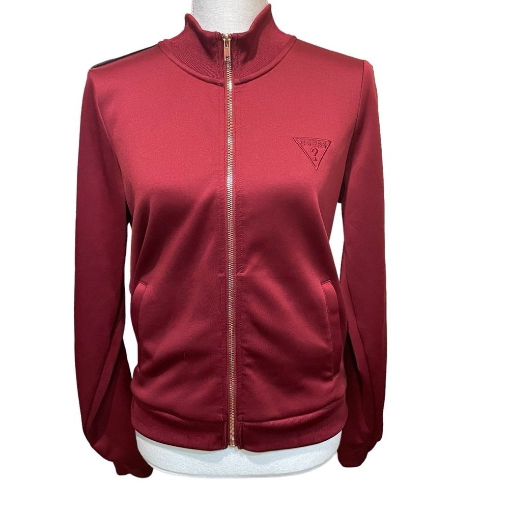 Guess Y2K Full Zip Dark Red Sweatshirt.  Size L